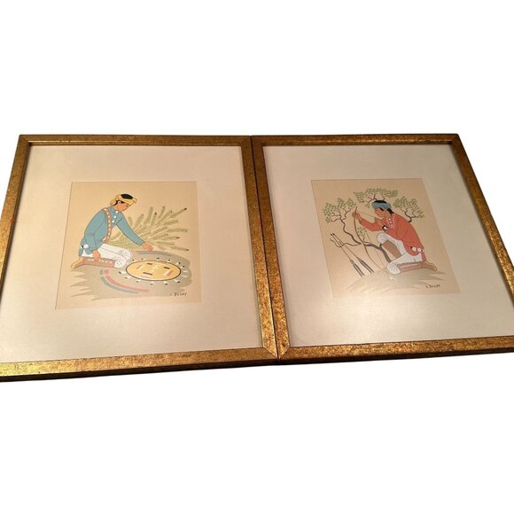 Harrison Begay Navajo Silk Screen Native American TEWA Boy Bow Arrow Vintage - Picture 1 of 15